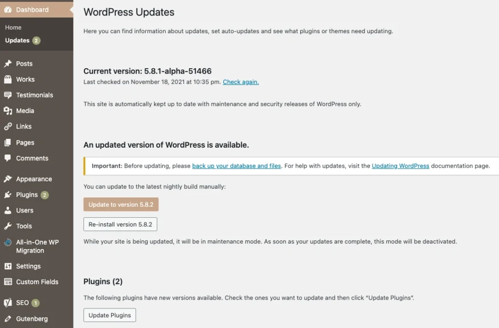 Cara Memperbaharui Plugin SEO WordPress