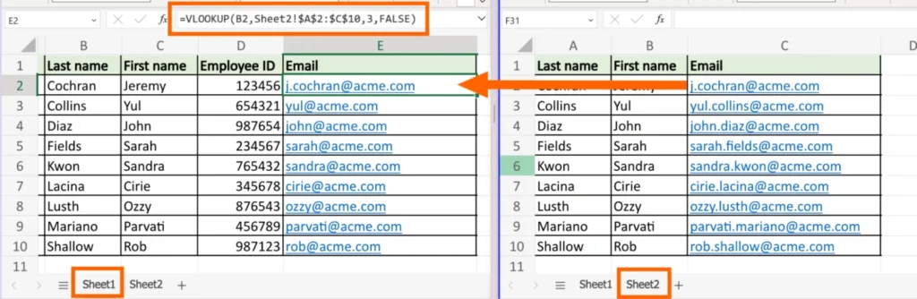 Rumus VLOOKUP untuk Sheet yang Berbeda