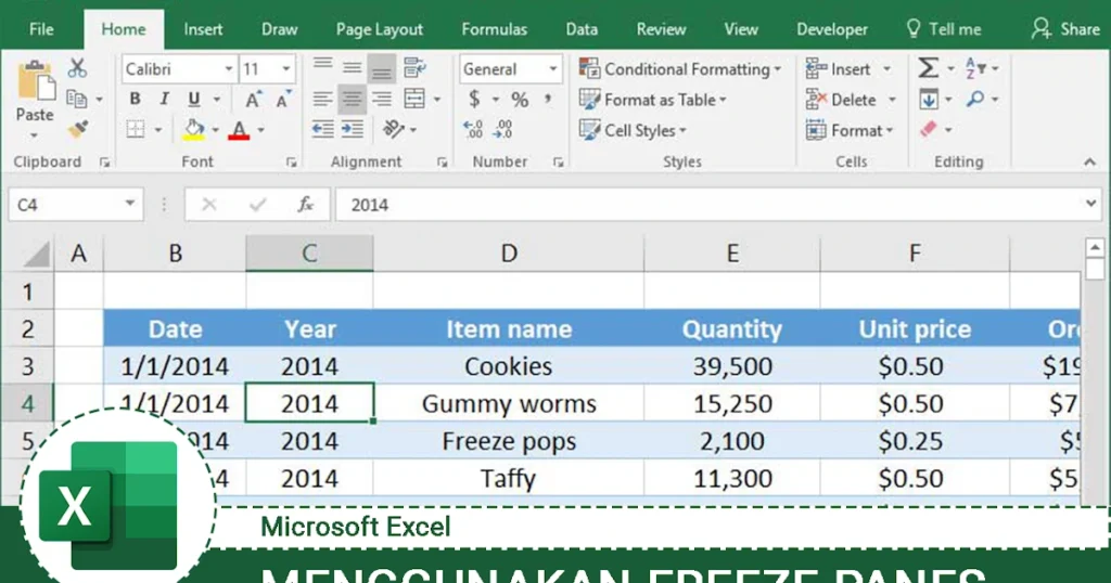Cara Mengaktifkan Fungsi Freeze Panes
