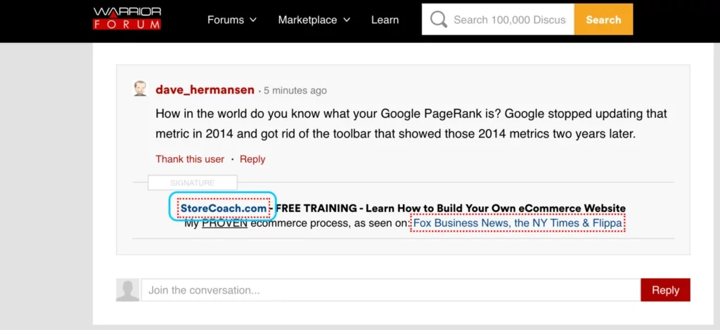 Backlink Comments