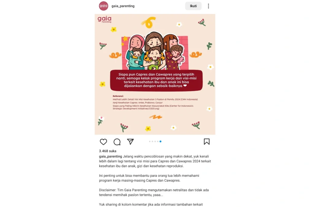 Harapan Gaia Parenting Pada Program Capres dan Cawapres
