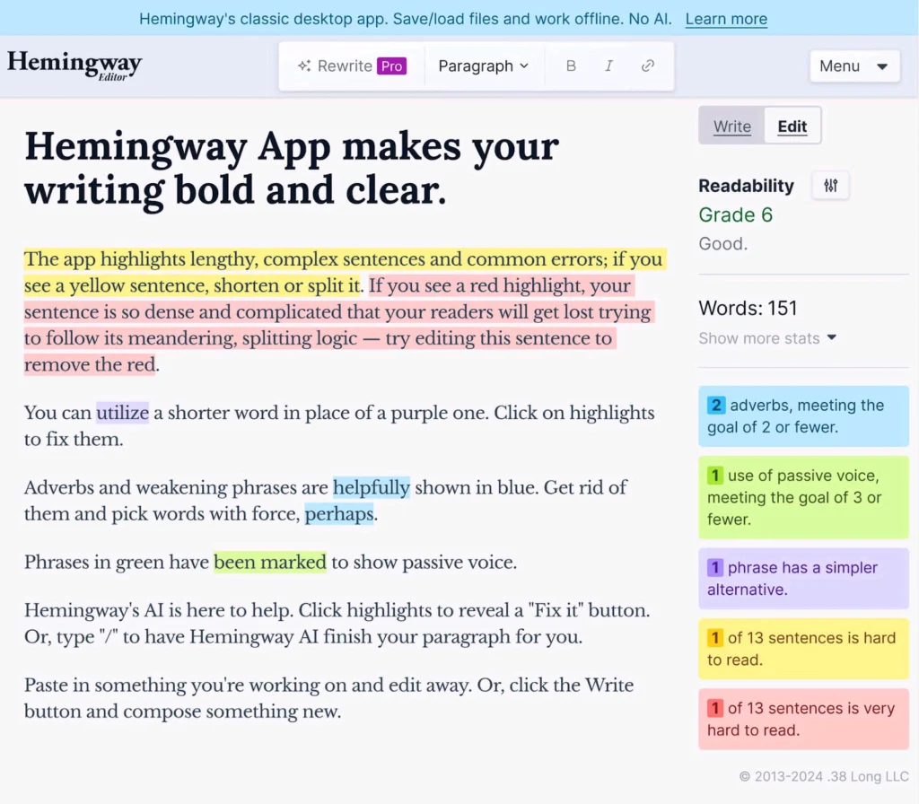 Hemingway App