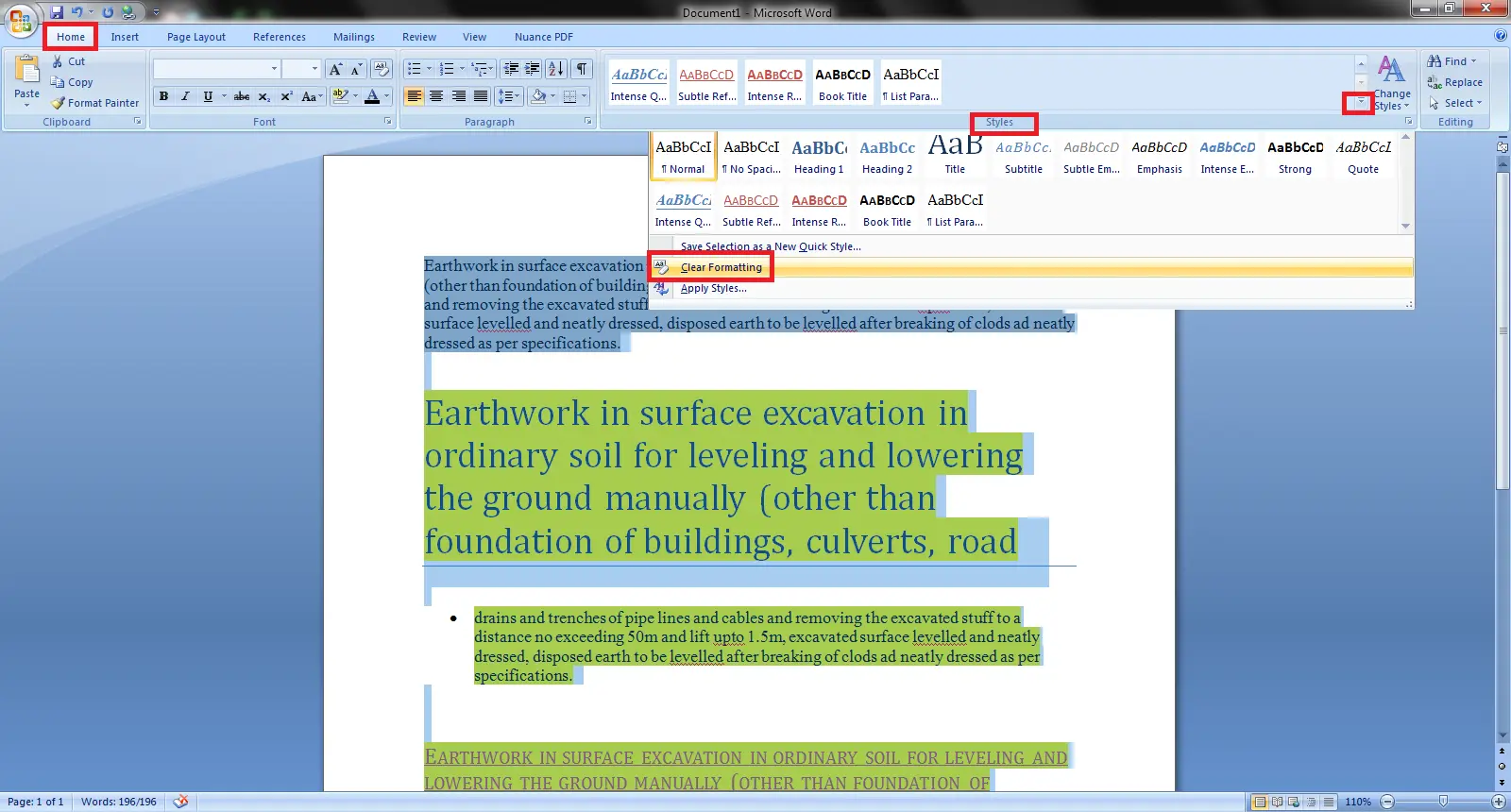 Cara Mengatur atau Merapikan Spasi Menggunakan Fitur “Clear Formatting”