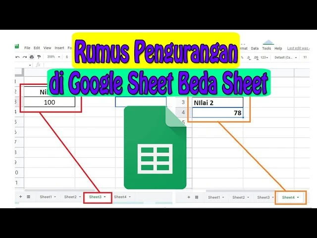 Rumus Pengurangan untuk Beda Sheet