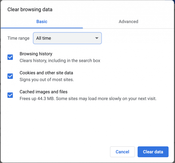 Hapus Cache dan Cookie Browser
