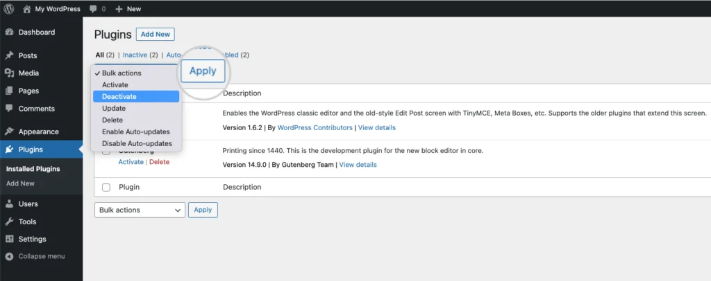 Nonaktifkan Plugin
