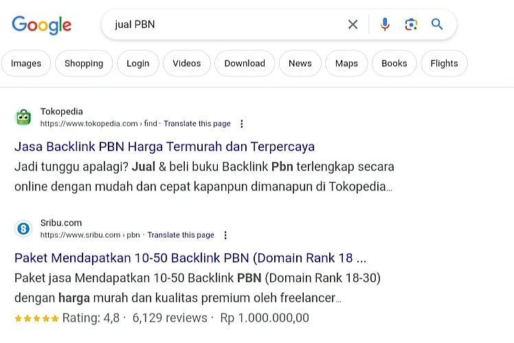 PBN Berkualitas Buruk