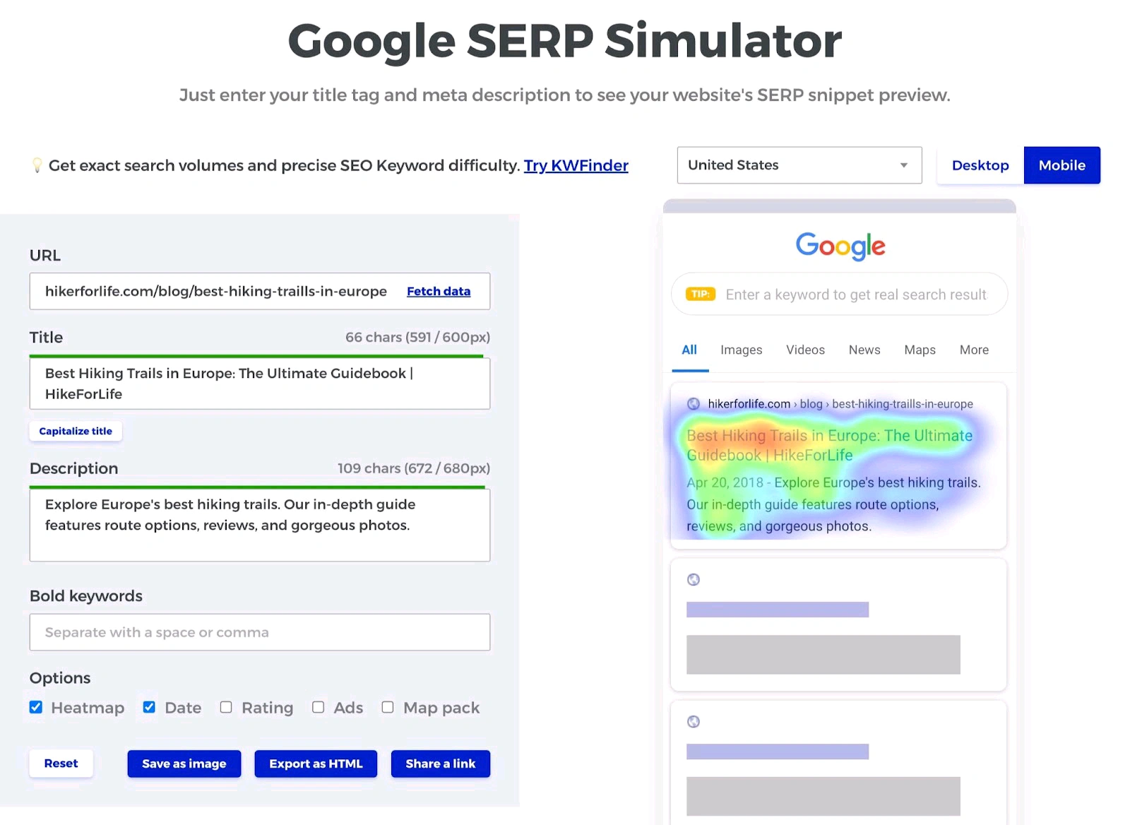 SERP Simulator Mangools