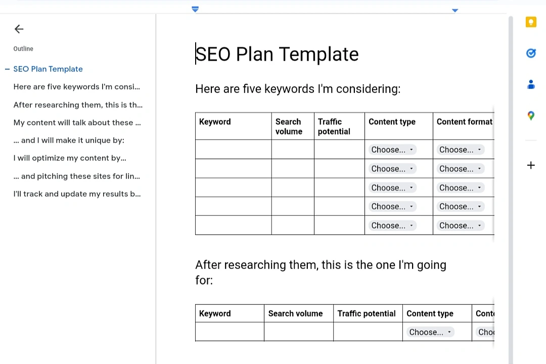 Cara Menggunakan SEO Plan Template