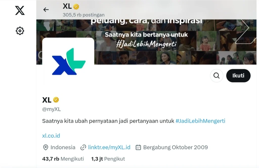 DM Customer Service XL di Media Sosial