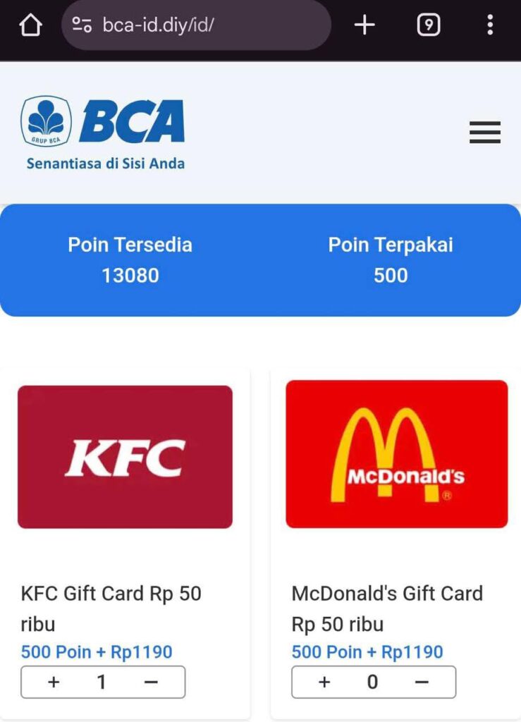 halaman phising BCA