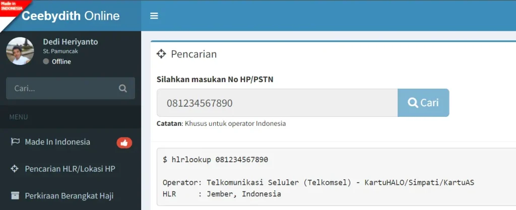 ceebydith untuk lacak nomor hp berdasarkan pengecekan hlr lookup