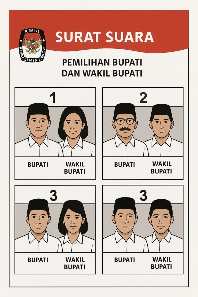 Contoh Surat Suara Pilkada Bupati dan Wakil Bupati