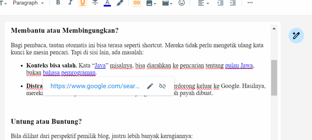 After using google search links blogger