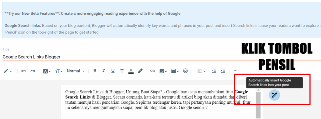 Before using google search links blogger
