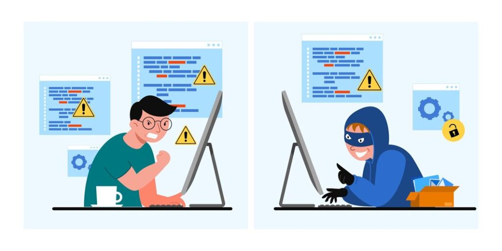Ilustrasi phishing korban dan pelaku kejahatan siber