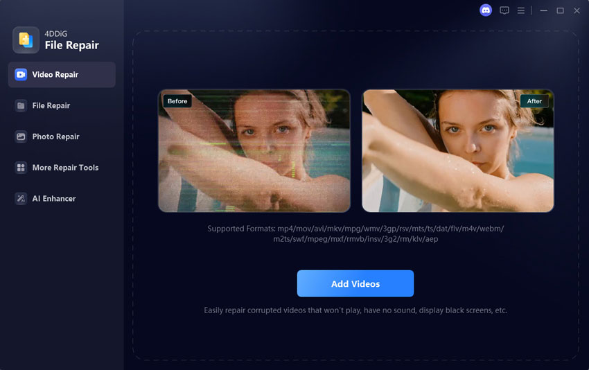 add corrupt video to 4ddig video repair