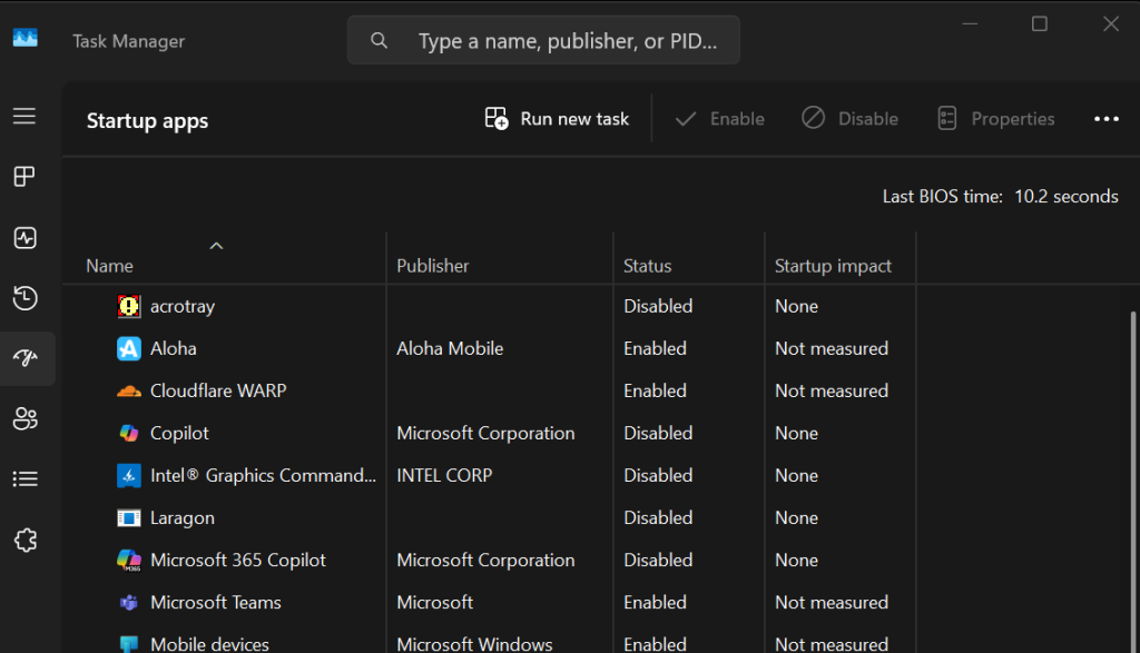 task manager startup apps windows 11