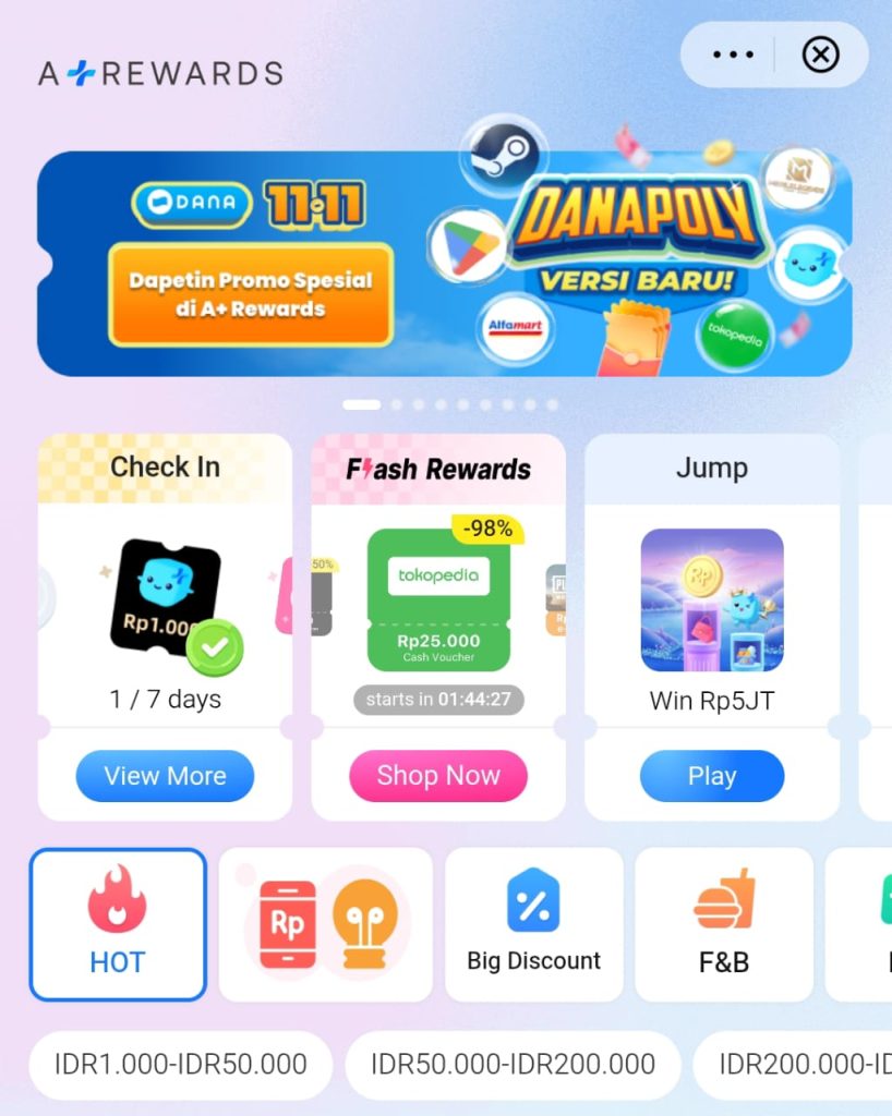 Dana A+ Reward, cara mudah dapat saldo dana gratis