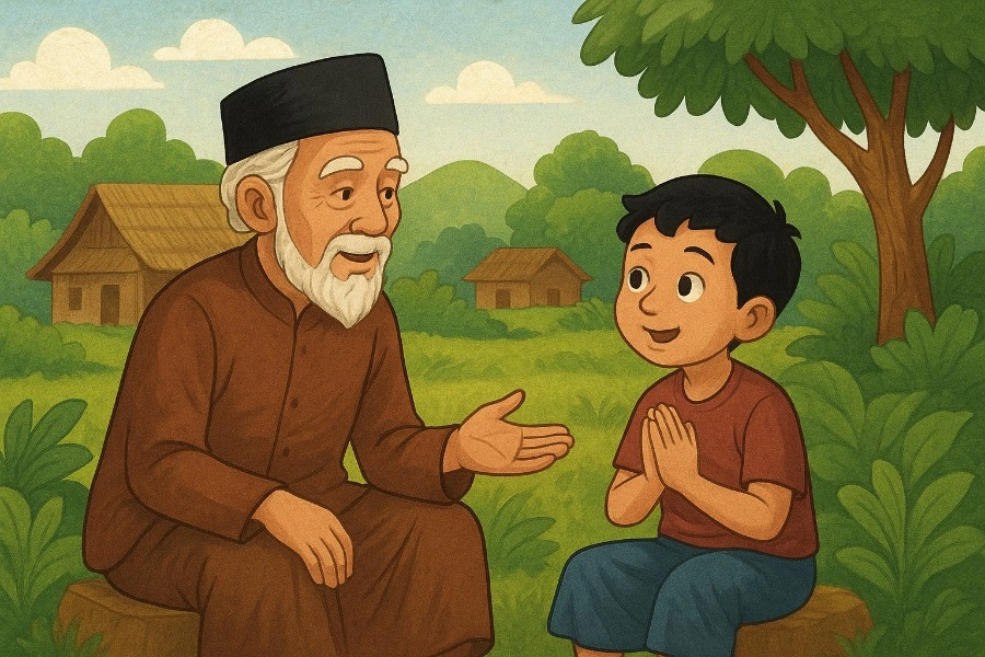 Dongeng Bahasa Sunda Pendek untuk Anak: Mbah Jangkung jeung Leutik Anu Sabar