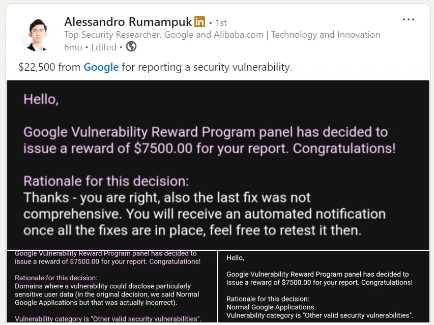 alessandro rumampuk hacker google