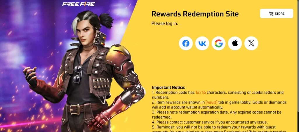 Login dan dapatkan hadiah dari Free Fire berupa skin, bundle, dan lainnya.