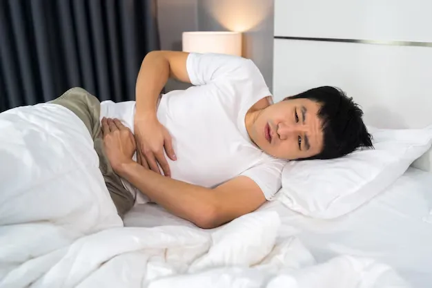 sick man with stomach ache