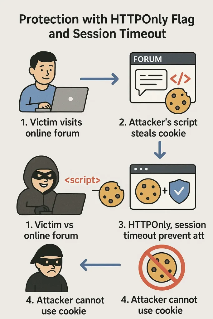 Ilustrasi serangan XSS dan manfaat penggunaan HTTPOnly