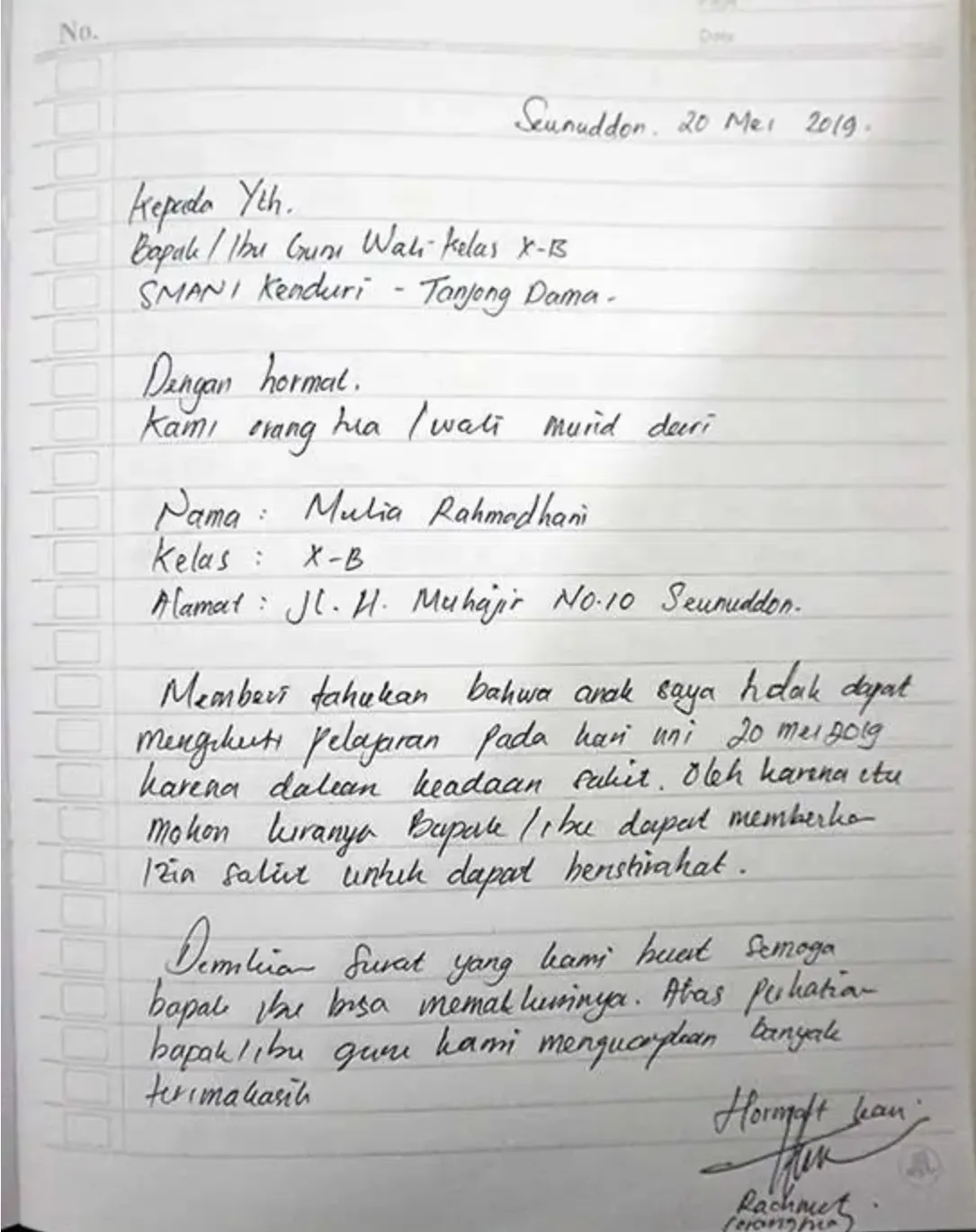 Struktur Utama Surat Izin Sakit yang Benar Struktur Utama Surat Izin Sakit yang Benar