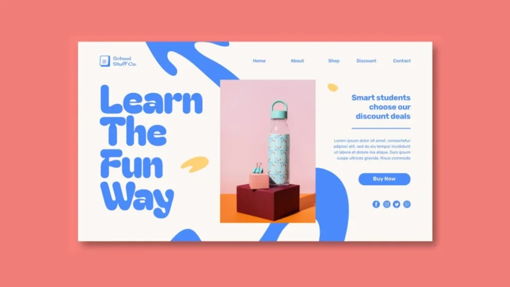 landing page untuk penjualan botol minum anak-anak sekolah