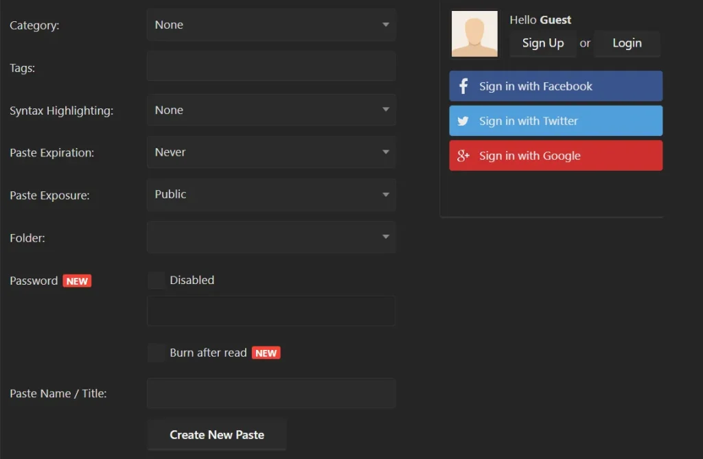 pastebin.com settings