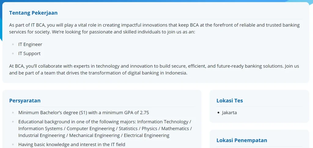 it engineer loker BCA