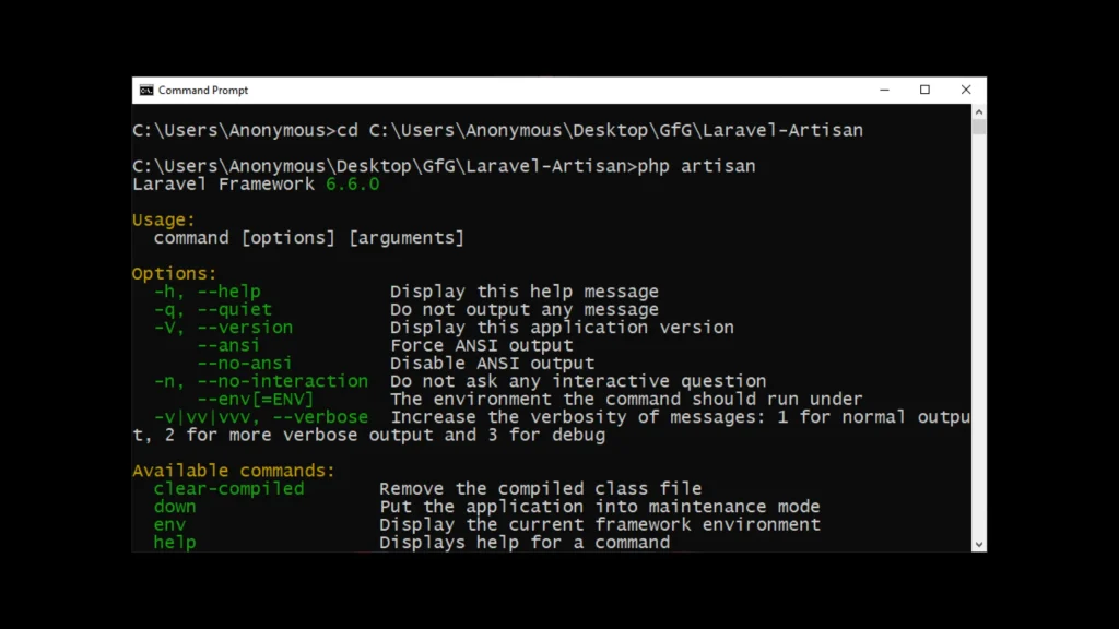 laravel php artisan cli