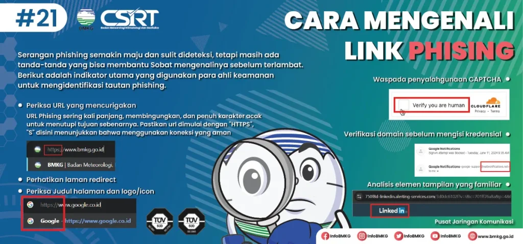 Cara mengenali link phising (Gambar: CSRT BMKG)